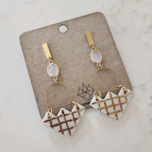 Load image into Gallery viewer, White &amp; Gold Earrings
