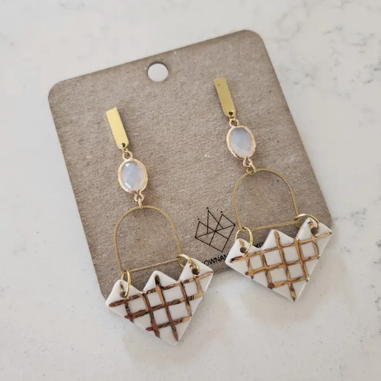 White & Gold Earrings