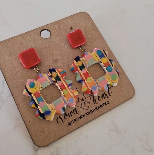 Rainbow Square Earrings