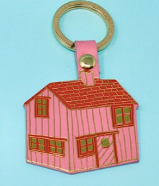 Leather house keychain