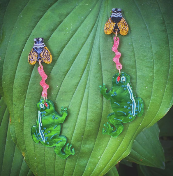 Frog and Fly Earrings